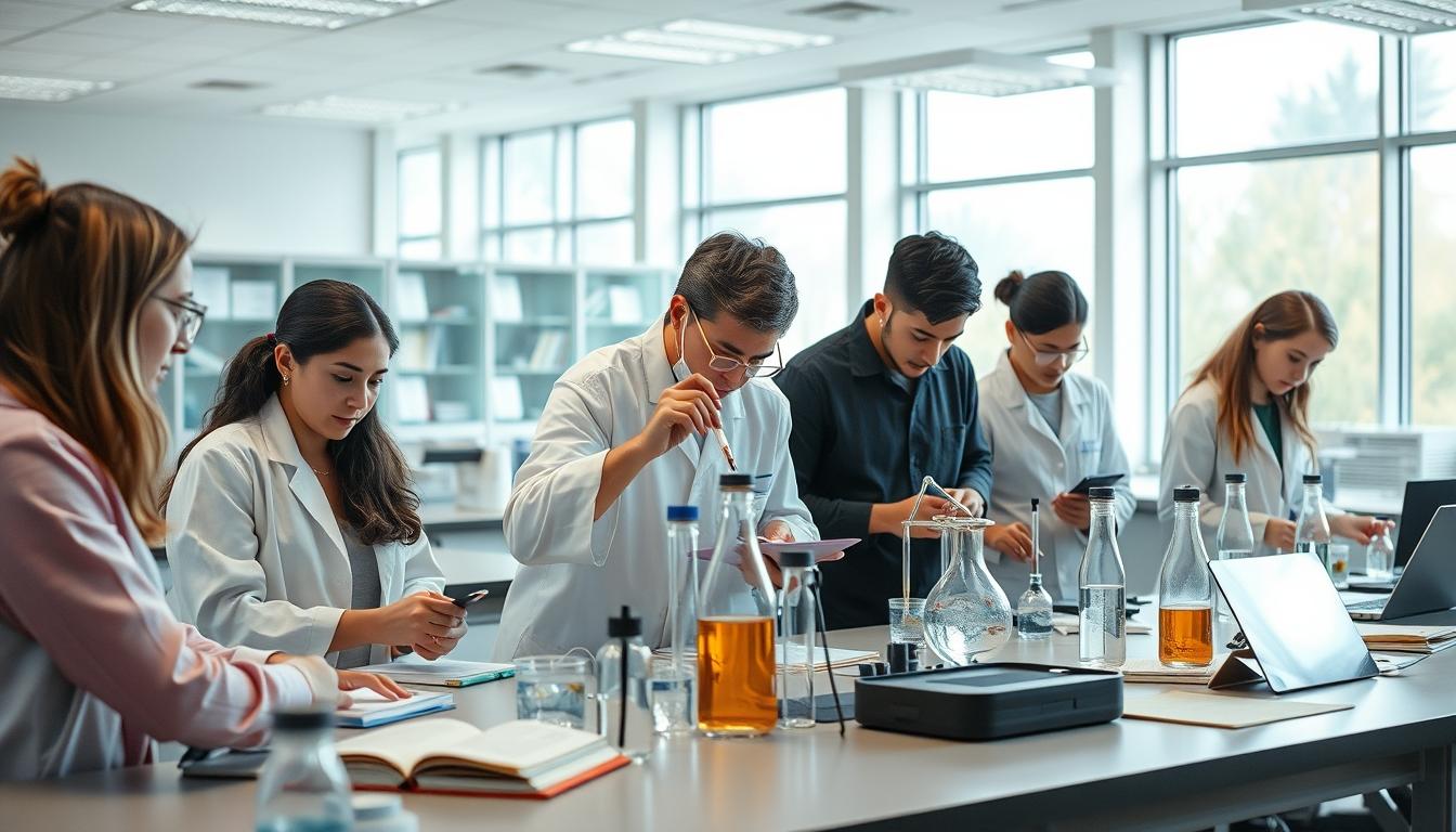 Student using learning strategies while studying