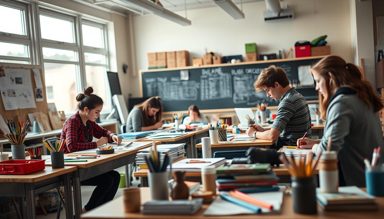 Structured study materials and learning resources on a desk
